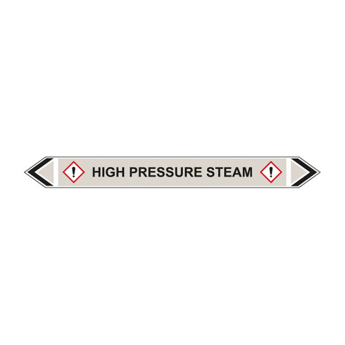 'High Pressure Steam' Flow Marker, Self-Adhesive Polypropylene, 5 Pack (384mm x 40mm)
