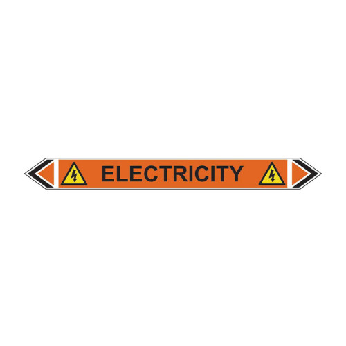 'Electricity' Flow Marker, Self-Adhesive Polypropylene, 5 Pack (384mm x 40mm)