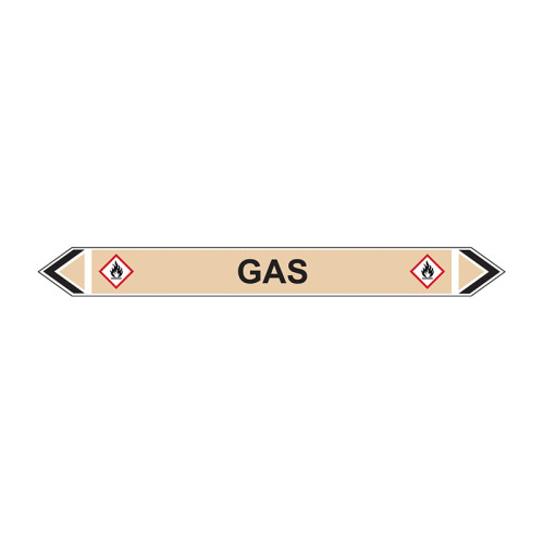 'Gas' Flow Marker, Self-Adhesive Polypropylene, 5 Pack (384mm x 40mm)