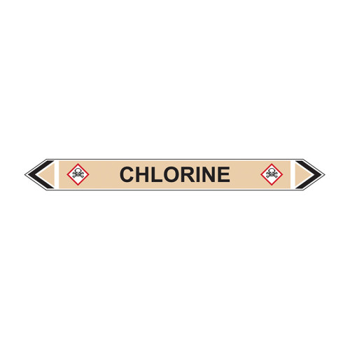 'Chlorine' Flow Marker, Self-Adhesive Polypropylene, 5 Pack (384mm x 40mm)