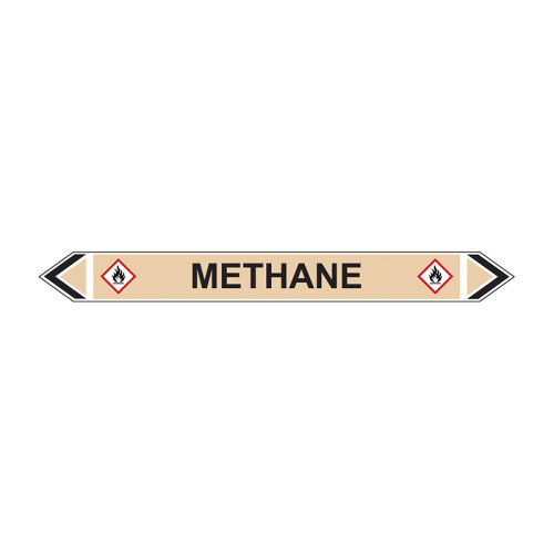 'Methane' Flow Marker, Self-Adhesive Polypropylene, 5 Pack (384mm x 40mm)