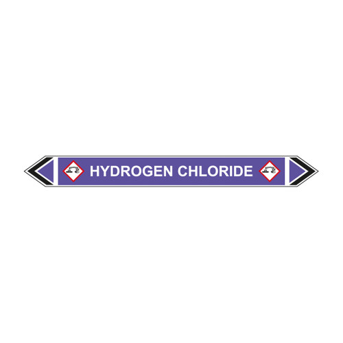 'Hydrogen Chloride' Flow Marker, Self-Adhesive Polypropylene, 5 Pack (384mm x 40mm)
