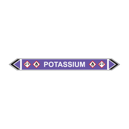 'Potassium' Flow Marker, Self-Adhesive Polypropylene, 5 Pack (384mm x 40mm)