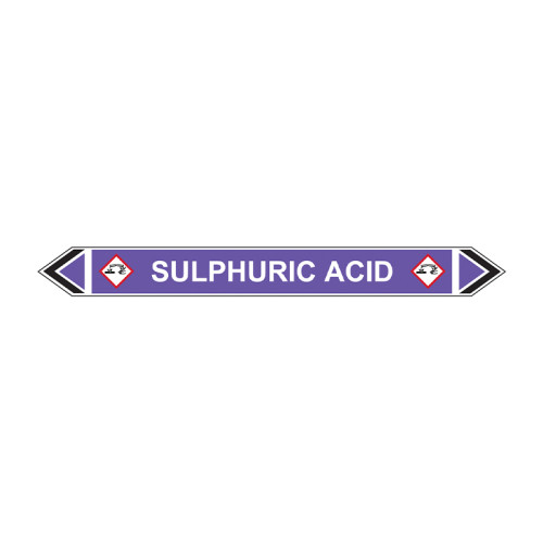 'Sulphuric Acid' Flow Marker, Self-Adhesive Polypropylene, 5 Pack (384mm x 40mm)