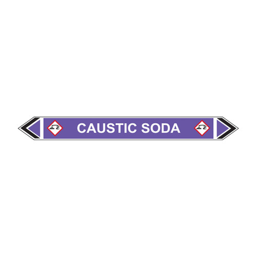 'Caustic Soda' Flow Marker, Self-Adhesive Polypropylene, 5 Pack (384mm x 40mm)