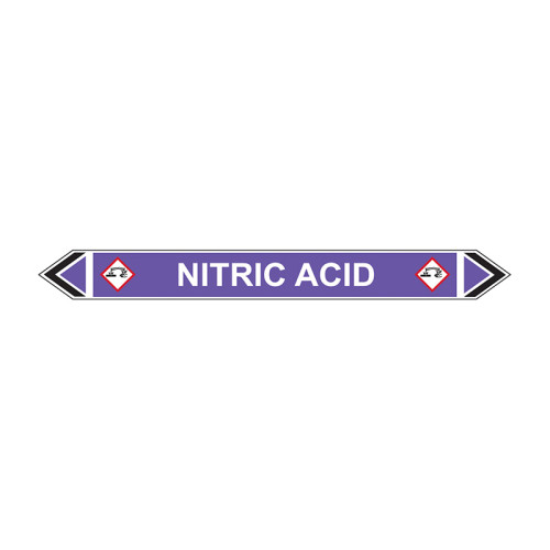 'Nitric Acid' Flow Marker, Self-Adhesive Polypropylene, 5 Pack (384mm x 40mm)