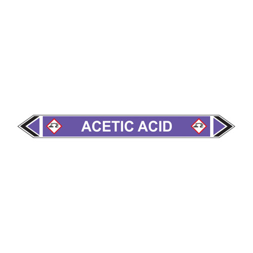'Acetic Acid' Flow Marker, Self-Adhesive Polypropylene, 5 Pack (384mm x 40mm)