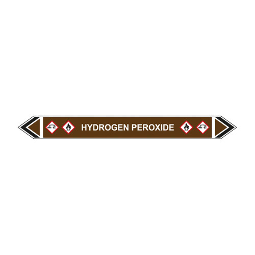 'Hydrogen Peroxide' Flow Marker, Self-Adhesive Polypropylene, 5 Pack (384mm x 40mm)