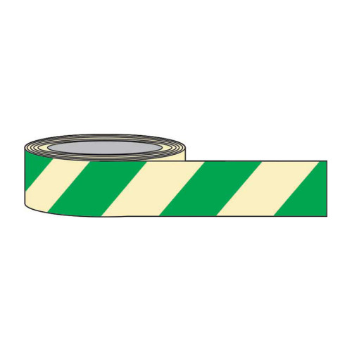 'Green Chevron' Photoluminescent Tape, 1.3mm Rigid Self Adhesive Photoluminescent (80mmx 10m)