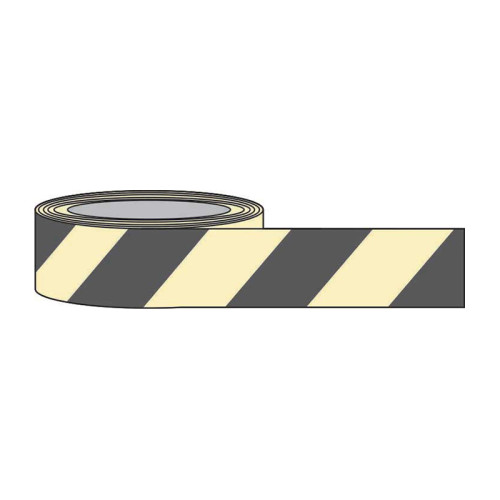 'Black Chevron' Photoluminescent Tape, 1.3mm Rigid Self Adhesive Photoluminescent (80mmx 10m)