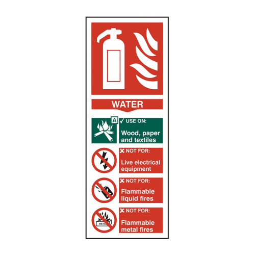 Fire extinguisher composite - Water - Self Adhesive PP (75 x 200mm)