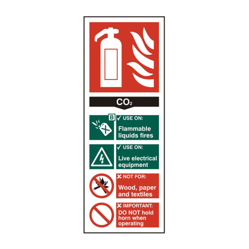 Fire extinguisher composite - CO2 - Self Adhesive PP (75 x 200mm)