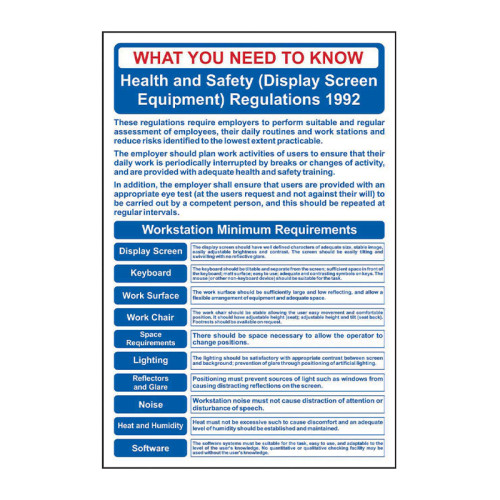 Safety Poster: DSE Regulations 1.2mm Recyclable PP (400 x 600mm)