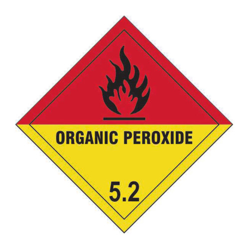 'Organic Peroxide 5.2' Label, Self-Adhesive Vinyl, (100mm x 100mm)