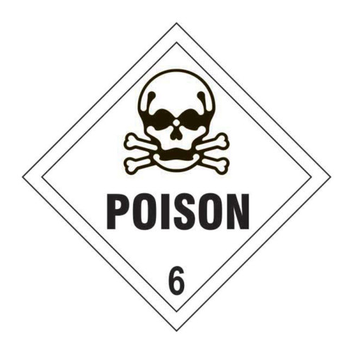 'Poison 6' Label, Self-Adhesive Vinyl, (100mm x 100mm)