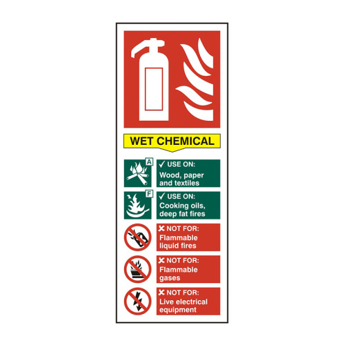 Fire extinguisher composite - Wet chemical - Self Adhesive PP (75 x 200mm)