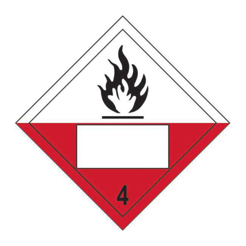 'Flammable 4 Symbol' Placard, Self-Adhesive Vinyl, (250mm x 250mm)