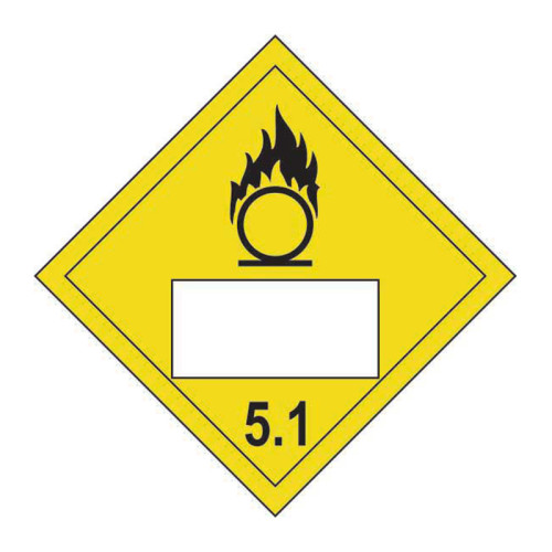 'Oxidising 5.1 Symbol' Placard, Self-Adhesive Vinyl, (250mm x 250mm)