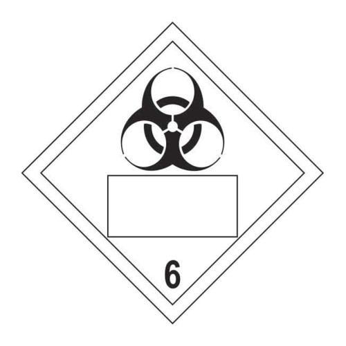 'Biohazard 6 Symbol' Placard, Self-Adhesive Vinyl, (250mm x 250mm)