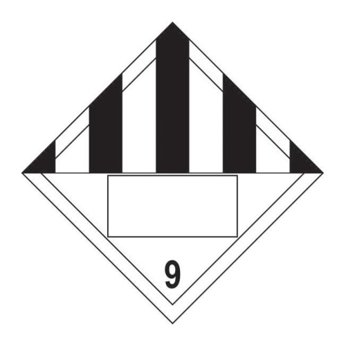 'Black Striped 9 Symbol' Placard, Self-Adhesive Vinyl, (250mm x 250mm)