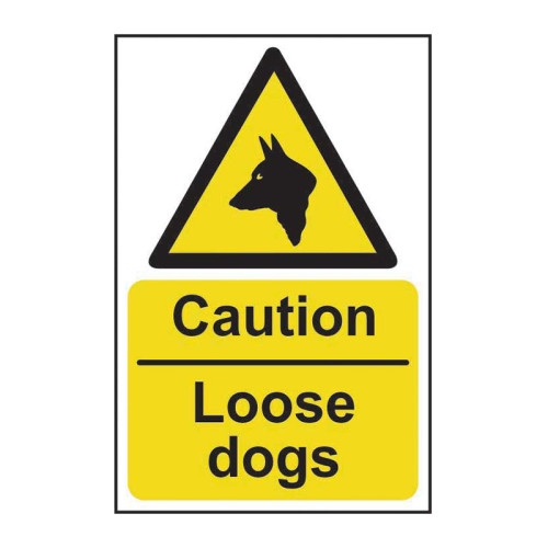 'Caution Loose Dogs' Sign, Self-Adhesive Vinyl (200mm x 300mm)