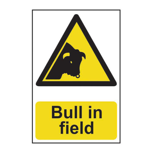 'Bull In Field' Sign, Lightweight Corrugated Plastic (200mm x 300mm)