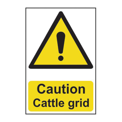 'Caution Cattle Grid' Sign, Lightweight Corrugated Plastic (200mm x 300mm)