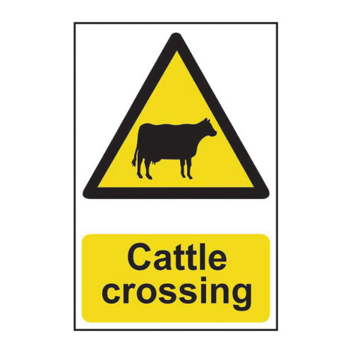 'Cattle Crossing' Sign, Lightweight Corrugated Plastic (200mm x 300mm)