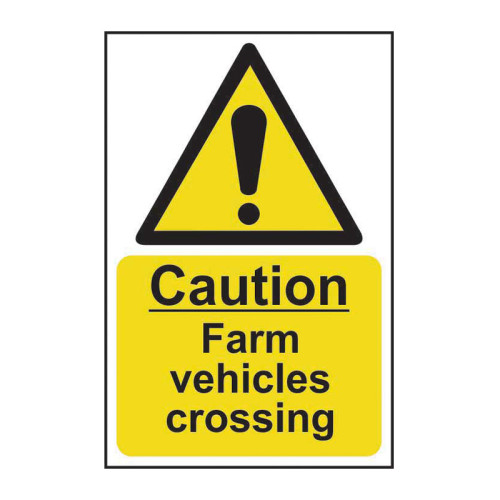'Caution Farm Vehicles Crossing' Sign, Self-Adhesive Vinyl (200mm x 300mm)