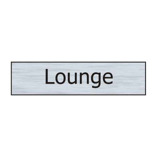 Lounge' Sign, Stainless Steel Effect, Self-Adhesive PP (200mm x 50mm)
