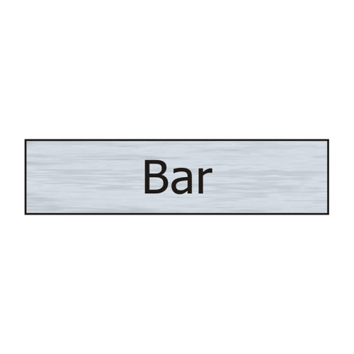 Bar' Sign, Stainless Steel Effect, Self-Adhesive PP (200mm x 50mm)