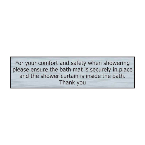 For Your Comfort And Safety' Sign, Stainless Steel Effect, Self-Adhesive PP (200mm x 50mm)