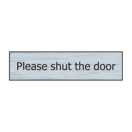 Please Shut The Door' Sign, Stainless Steel Effect, Self-Adhesive PP (200mm x 50mm)