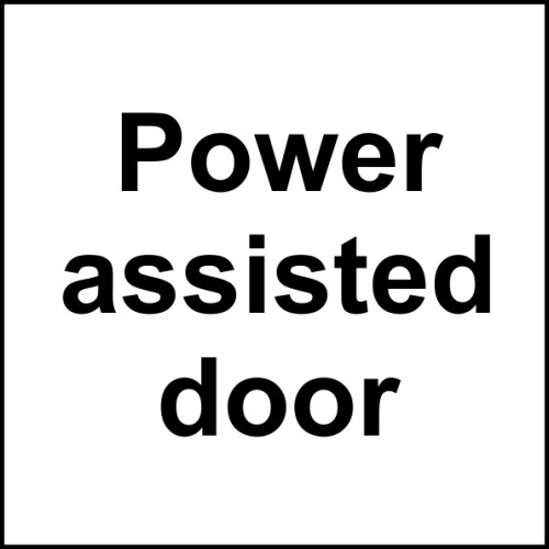 'Power Assisted Door' Label, Self-Adhesive Vinyl, (150mm x 150mm)