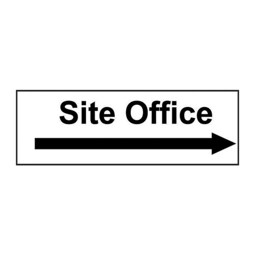'Site Office Arrow Right' Sign, Self-Adhesive Vinyl (300mm x 100mm)
