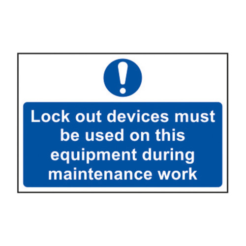 Lock out devices must be used on this equipmentâ€¦ 1.2mm Recyclable PP (300 x 200mm)