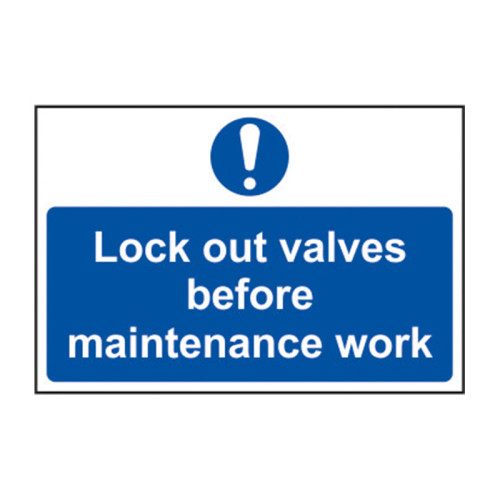 Lock out valves before maintenance work 1.2mm Recyclable PP (300 x 200mm)