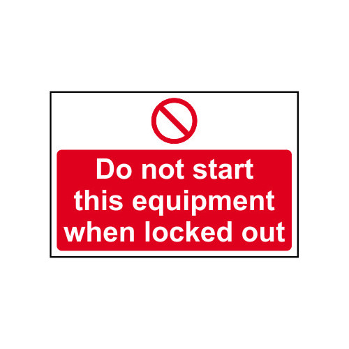 Do not start this equipment when locked out 1.2mm Recyclable PP (300 x 200mm)
