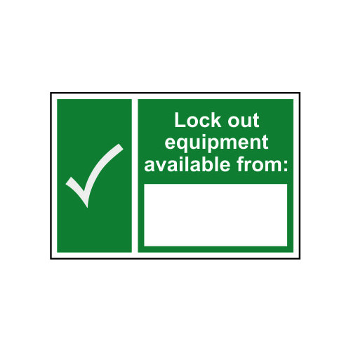Lock out equipment available from: 1.2mm Recyclable PP (300 x 200mm)