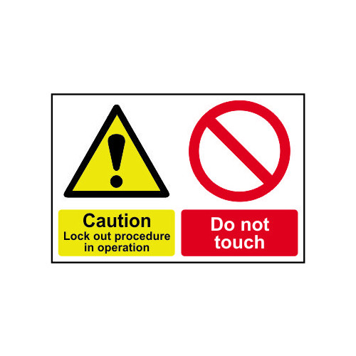 'Caution Lock Out Procedure In Operation/Do Not Touch' Sign, Magnetic Substrate (225mm x 150mm)