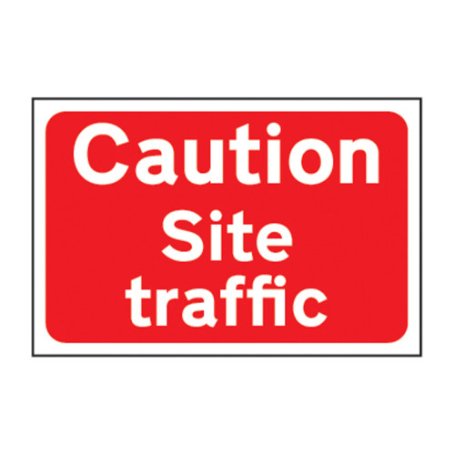 'Caution Site Traffic' Sign, 3mm Foamed PVC Board (600mm x 400mm)