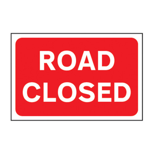 'Road Closed' Sign, 3mm Foamed PVC Board (600mm x 400mm)