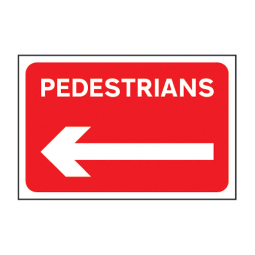'Pedestrians Arrow Left' Sign, 3mm Foamed PVC Board (600mm x 400mm)