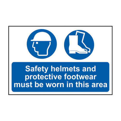 Safety helmets and protective footwear must be worn in this area 1.2mm Recyclable PP (600 x 400mm)