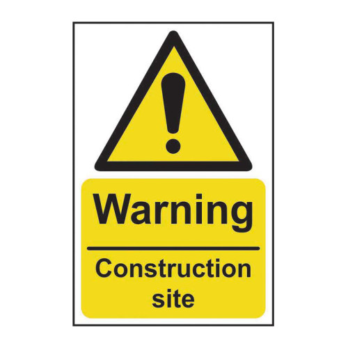 Warning Construction site 1.2mm Recyclable PP (200 x 300mm)