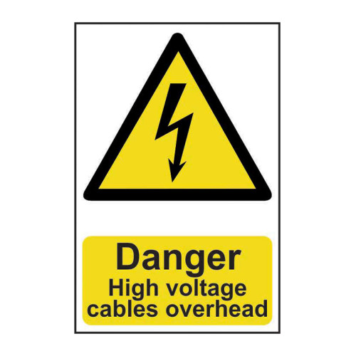 Danger High Voltage Cables Overhead 1.2mm Recyclable PP (200 x 300mm)