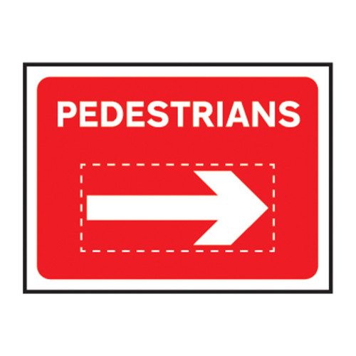 Pedestrians With Reversible Arrow' Temporary Road Sign with Frame (600mm x 450mm)