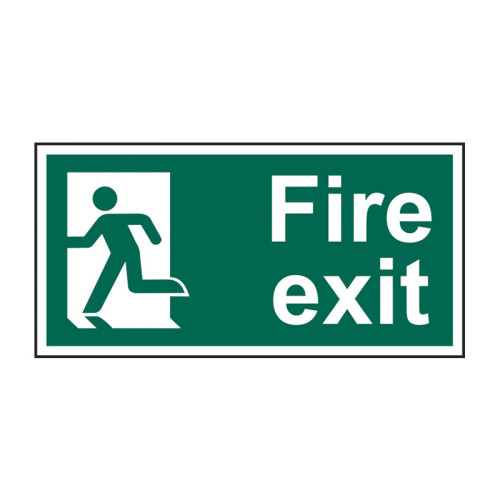 'Fire Exit (Man Left)' Sign, Self-Adhesive Vinyl (300mm x 150mm)