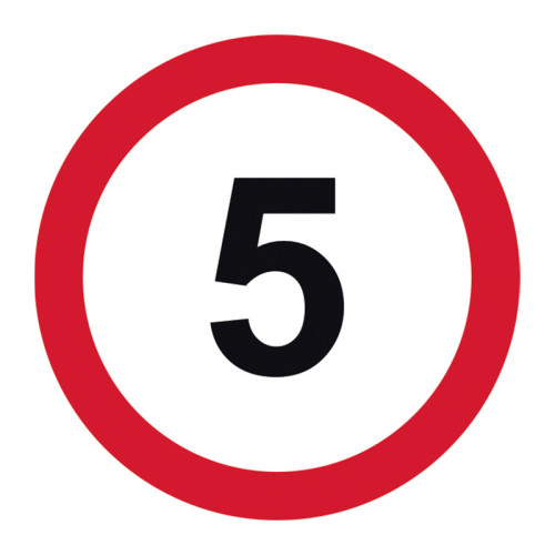 '5mph' Road Sign, Aluminium Composite without channel (450mm dia.)