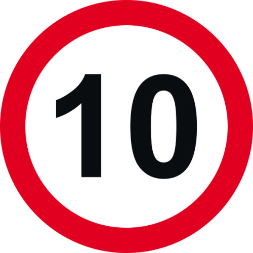 '10mph' Road Sign, Aluminium Composite with channel (450mm dia.)